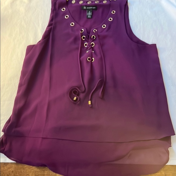 INC International Concepts Tops - INC International Concepts Purple Asymmetrical Tie Front Sleeveless Blouse